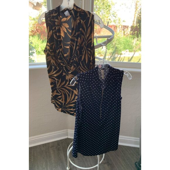 Lot of 2 Tops Perception +  JKLA SL Tunic Size L Dot and Tropical Resort 8839 - Picture 2 of 11